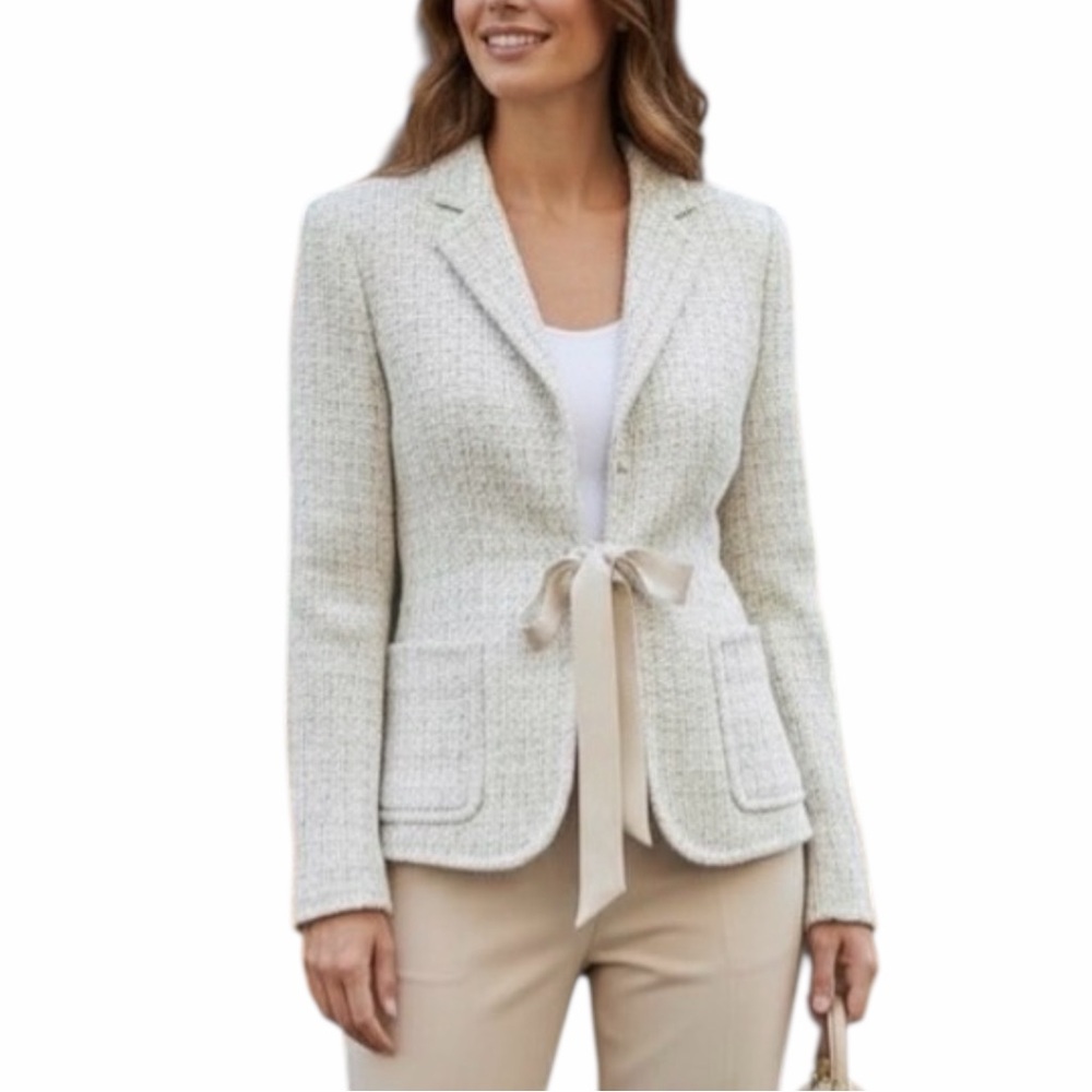 J Crew Cream Metallic Blazer Size 2